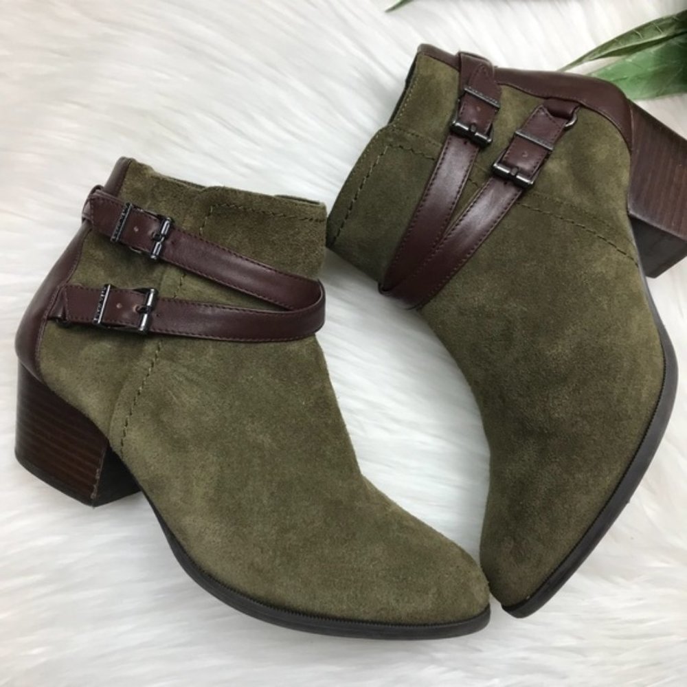 ALEX MARIE BOOTIES FAUX SUEDE GREEN SIZE 5.5 NWT